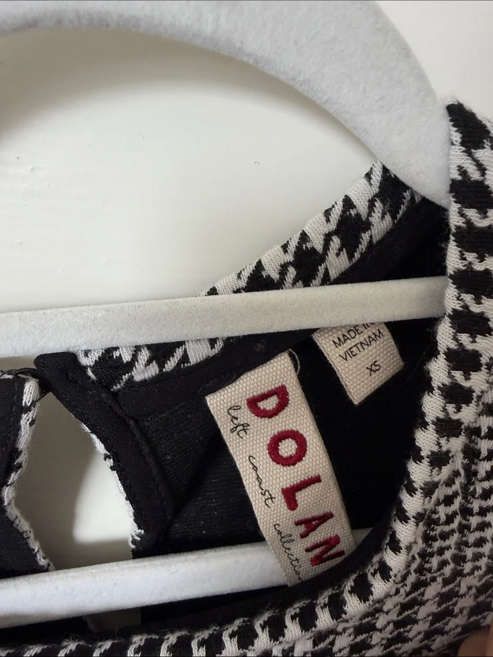 dolan Black & White One-Shoulder Houndstooth Ruffle Dress